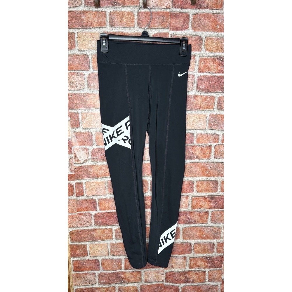 Nike Pro Dri-FIT Womens Black Graphic Leggings Compression Tights Small‎ S